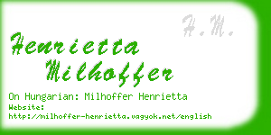 henrietta milhoffer business card